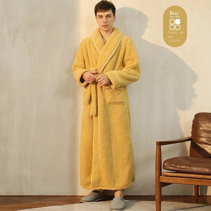 2025 Autumn Winter Cotton Robe – Thick Comfortable Large-Size Bathrobe for Men & Women, Luxury Couple Pajamas