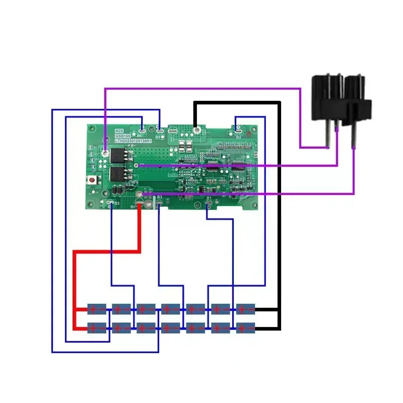 M28 Lithium Ion Battery Plastic Case with PCB Charging Protection Circuit Board for Milwaukee 28V - 48-11-2830 Battery Housing