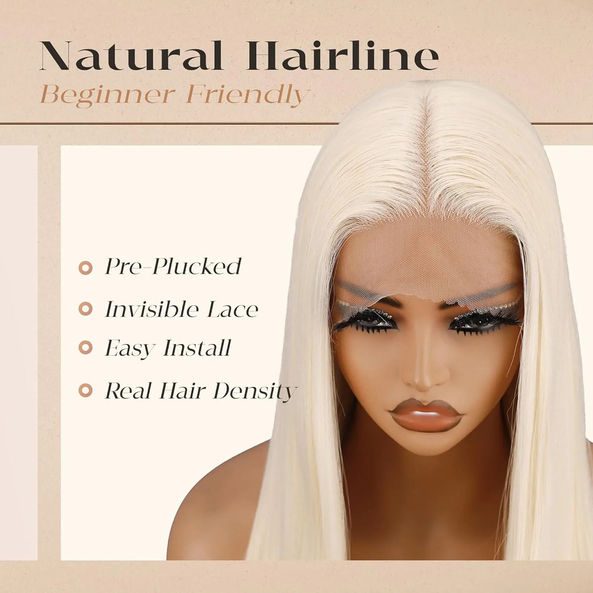 40-42 Inch 613 Blonde HD Lace Front Wig – 13x6 Straight Human Hair, 250% Density Brazilian Wig for Women