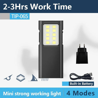 Portable COB LED Flashlight – USB Rechargeable Work Light with Pen Clip, Super Bright for Camping & Car Repair