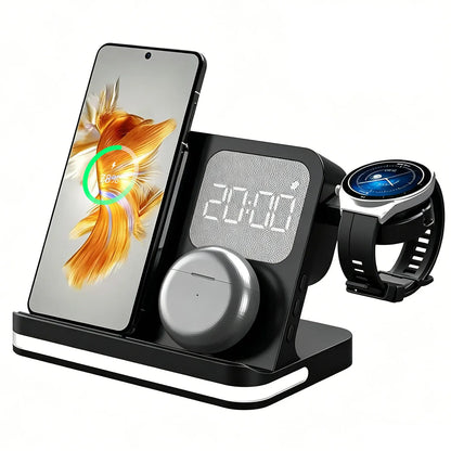 4-in-1 Wireless Charging Station - Alarm Clock Stand for Samsung Galaxy S26/S25, Galaxy Watch, Buds & Fast Charging Accessories