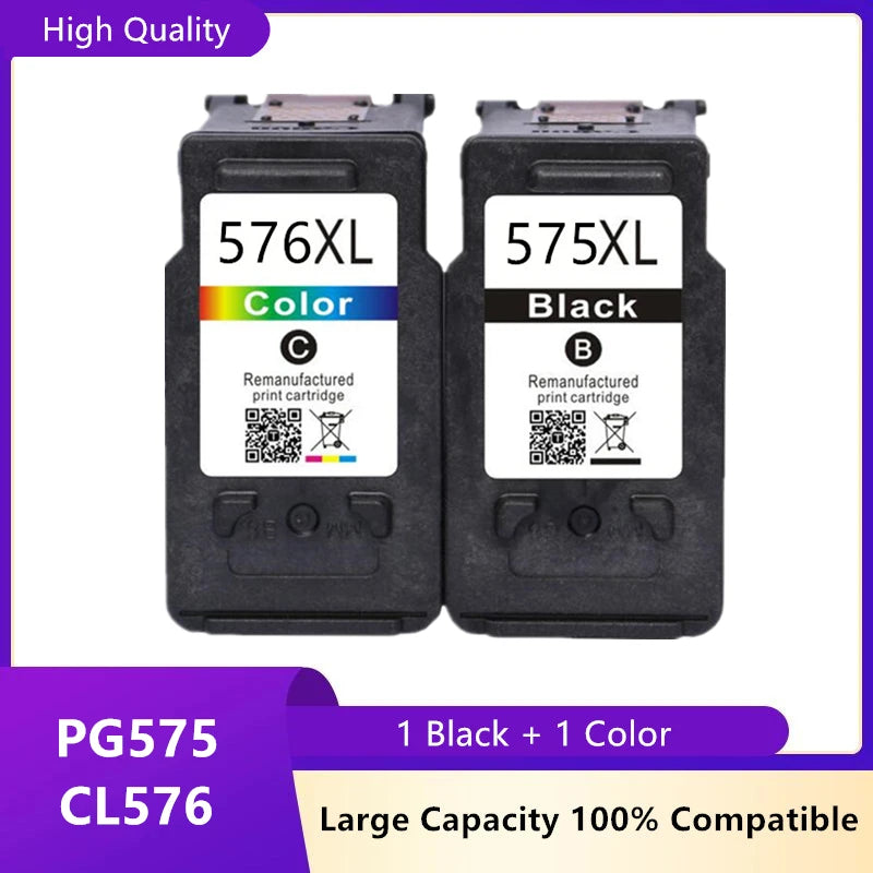 Remanufactured 575XL / 576XL Ink Cartridges – PG-575 CL-576 Compatible for Canon PIXMA TS3550i TS3551i TR4750i TR4751i Printer Replacement Ink