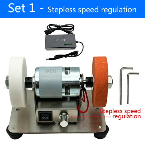 100W Double Table Grinder Machine — Electric Grinding Wheel for Coarse & Fine Polishing with Motorized Stone