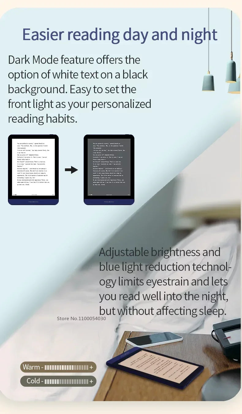 Meebook M6 6" E-Reader | 300PPI E-Ink Screen, Dual Color Frontlight, 3G & 32GB Android 11