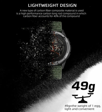 NORTH EDGE ALPS Men's Digital Carbon Fiber Watch Shockproof Military Sports Waterproof 50M Outdoor Compass Wristwatch