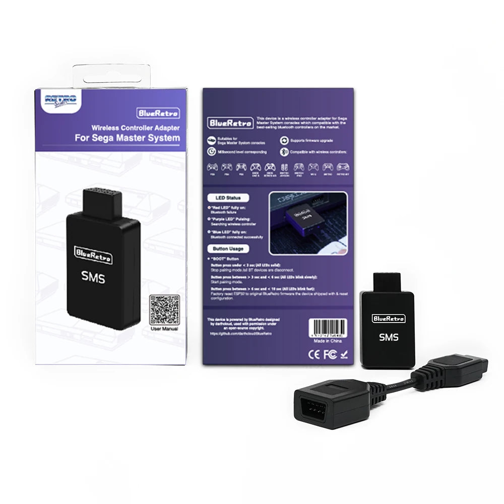 RetroScaler BlueRetro Wireless Controller Adapter – SMS Sega Master System Console Compatible