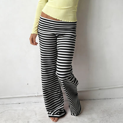 Women's Wide Leg Fold Over Pants - Solid Color Y2K Casual Streetwear Trousers