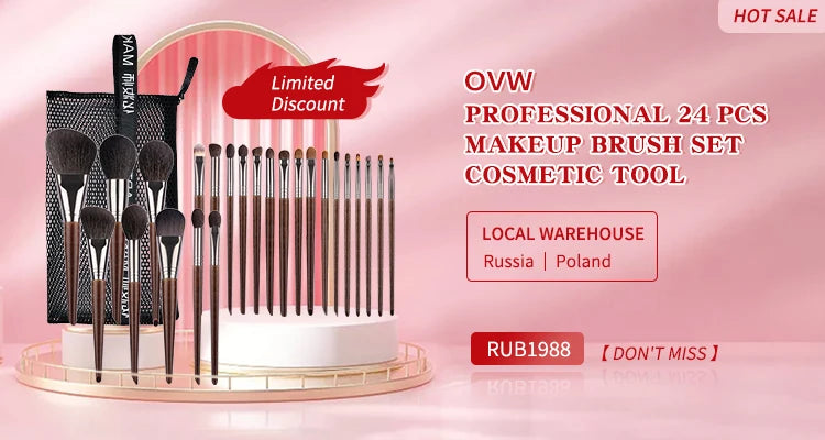 OVW Goat Hair Powder Makeup Brush – Portable Travel Blending Cosmetic Tool