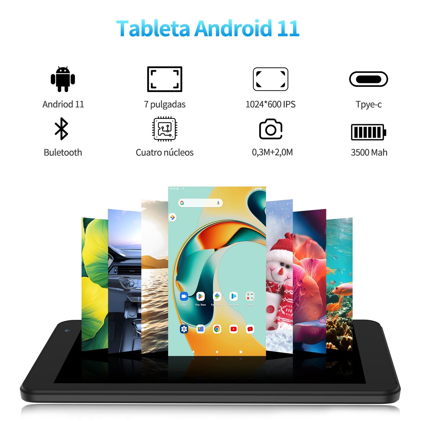 PRITOM 7-Inch Android Tablet PC – 32GB, Quad-Core, HD IPS Display, Dual Camera, WiFi with PU Protective Case