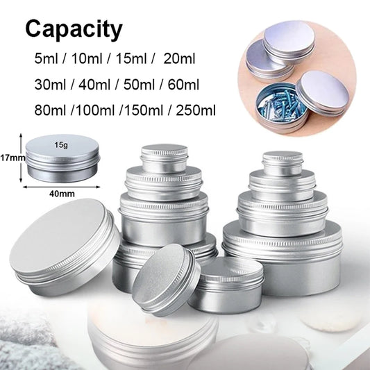 1/5/10pcs Empty Silver Aluminum Tins – 5-250ml Screw Top Round Containers for Candles, Spices & Storage