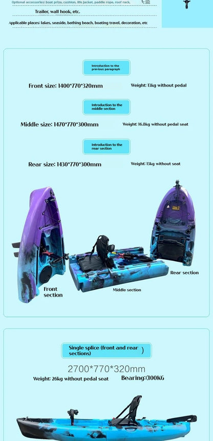 Modular Electric & Pedal-Driven Kayak – Portable Detachable Canoe, Lightweight Inflatable Folding Boat for Fishing & Adventure