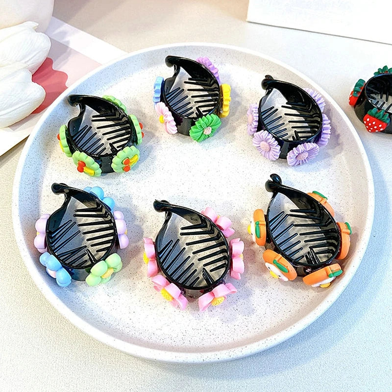 Kid's Fruit Hair Claw: Adorable Hair Clip Ornament with Hairball Design - Non-Injury Headwear for Girls' Cute Hairstyles