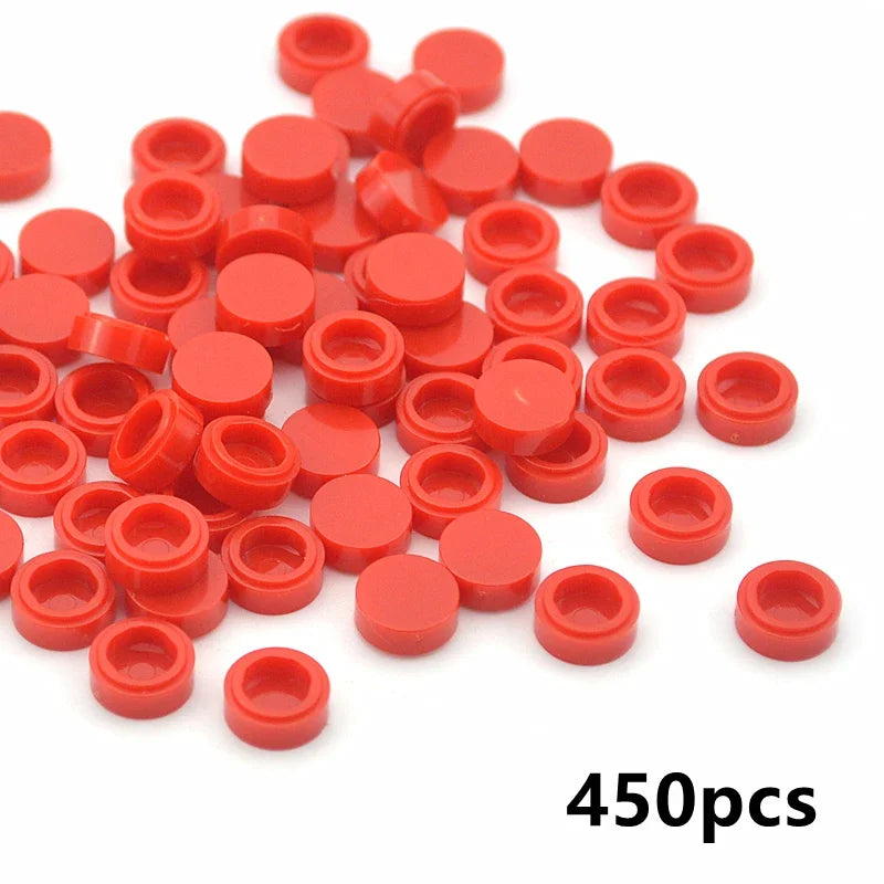 450PCS Round 1x1 Flat Stud Building Block Accessories – Colorful MOC-Compatible Creative Toy Parts Set for DIY Construction