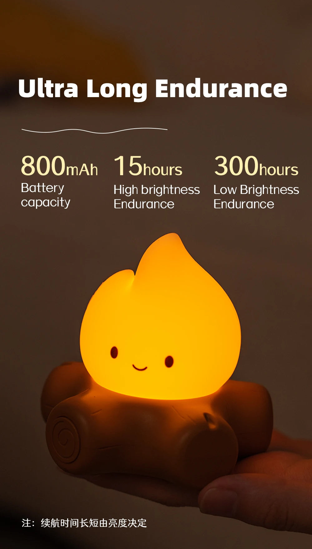 Campfire LED Night Light with White Noise – Creative Room Desk Lamp for Kids Gift