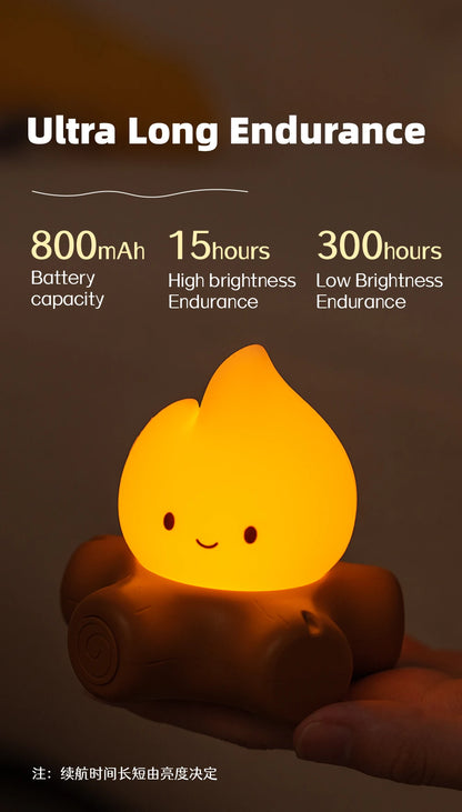 Campfire LED Night Light with White Noise – Creative Room Desk Lamp for Kids Gift