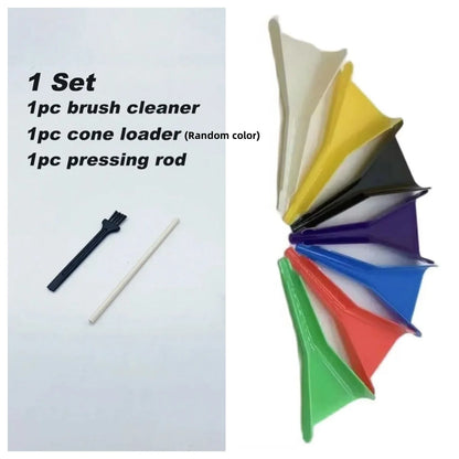Pre-Rolled Cone Loader Set - Tobacco Filling Funnel Tool with Cleaning Brush & Press Rod