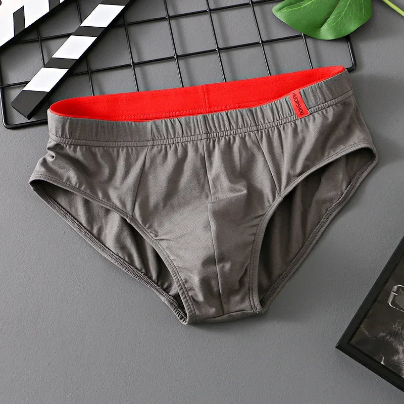 Men’s Cotton Briefs with Convex Pouch – Low Rise Breathable Solid Color Comfortable Youth Underwear Fit