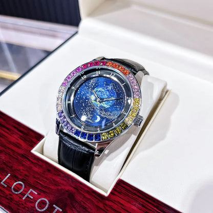 Luxury Sapphire Men's Automatic Mechanical Watch - Water-Resistant Leather Strap Classic Wristwatch for Men