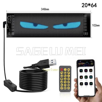 Double Row Programmable LED Matrix Display - App-Controlled Scrolling Text, Evil Eye Animation Sign for Cars, Trucks, and Parties
