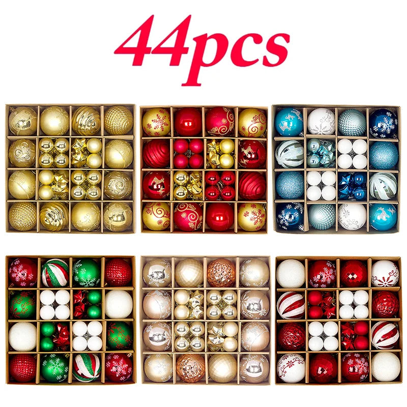 Christmas Ball Ornament Set – Large Xmas Tree Hanging Pendants with Snowflake Design for Home Decor & 2025 New Year Party Gifts