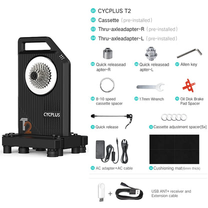 CYCPLUS T2 Indoor Cycling Trainer — Direct Drive Exercise Bike with ANT+ & BLE 5.0 Power Meter