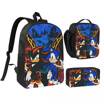 3-Piece Student Backpack Set - Cartoon School Bag with Lunch Bag and Pencil Case