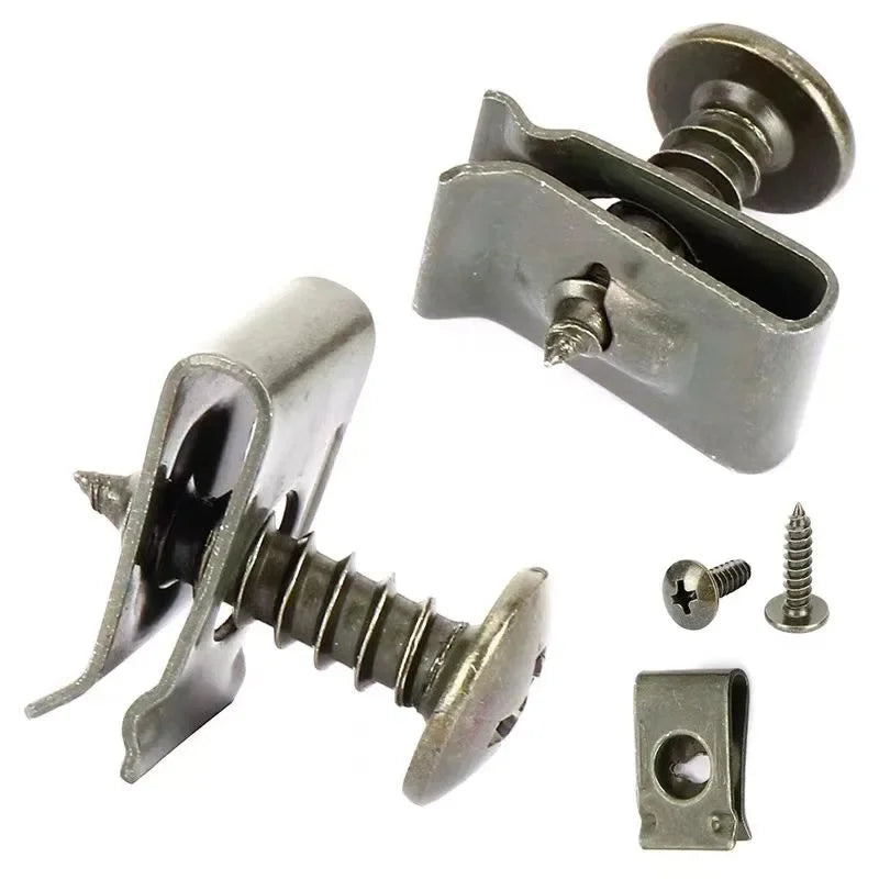 Car U-Type Metal Screw Clips - Anti-Rust Fastener Set for Fender, Bumper & Body Repair (10-200PCS)