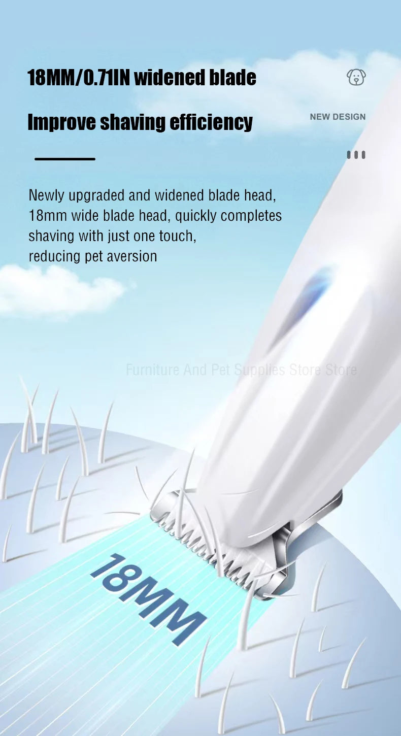 New Waterproof LED Dog Paw Trimmer – Pet Hair Clippers with LED Display & 18mm Wide Blade