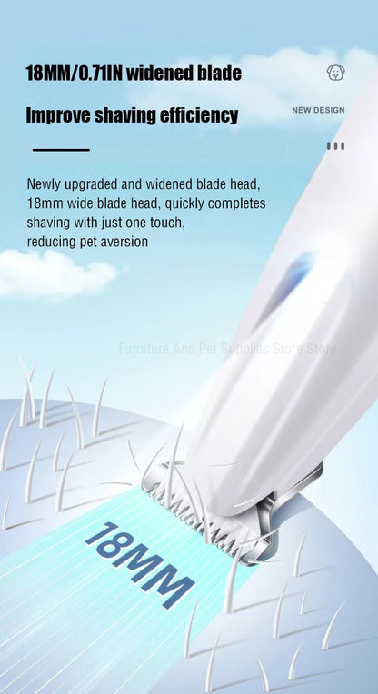 New Waterproof LED Dog Paw Trimmer – Pet Hair Clippers with LED Display & 18mm Wide Blade