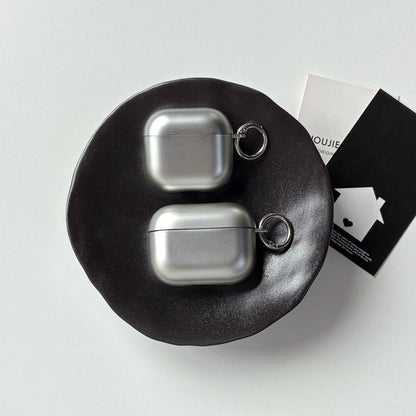 Electroplated Silver AirPods Protective Case - Matte & Glossy Finish with Metal Ring for AirPods 1/2/3/4/5 Pro 2/Pro 3