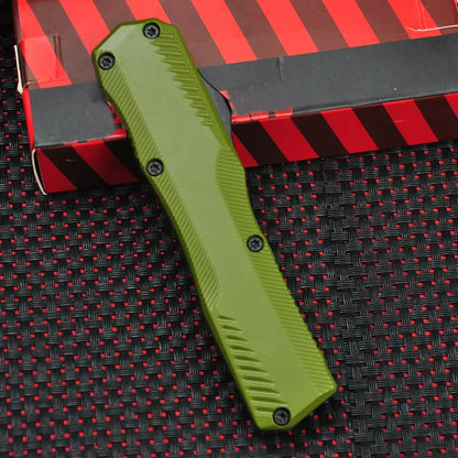 KS9000 OTF Knife – D2 Steel Full/Serrated Blade, Zinc Alloy Handle, Outdoor Hunting & EDC Tool