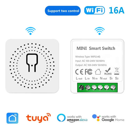16A Mini Smart Breaker – Voice Control WiFi Switch for HomeKit, Siri, Alexa, Google, Tuya with Power Monitor