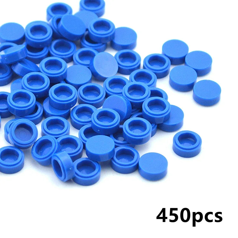 450PCS Round 1x1 Flat Stud Building Block Accessories – Colorful MOC-Compatible Creative Toy Parts Set for DIY Construction