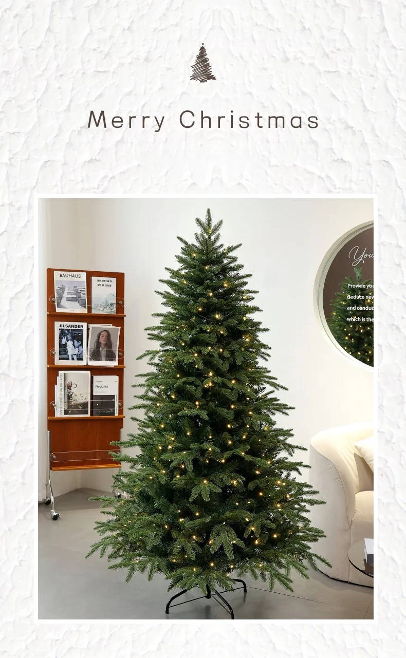 PE & PVC Mixed Christmas Tree with Lights — Large Decorative Holiday Tree for New Christmas Decor