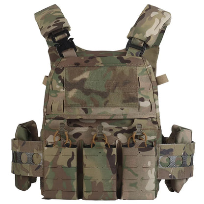 Tactical Vest Ferro Plate Carrier V5 – Military Hunting Airsoft Body Armor with Portable MOLLE System & Triple Magazine Pouch