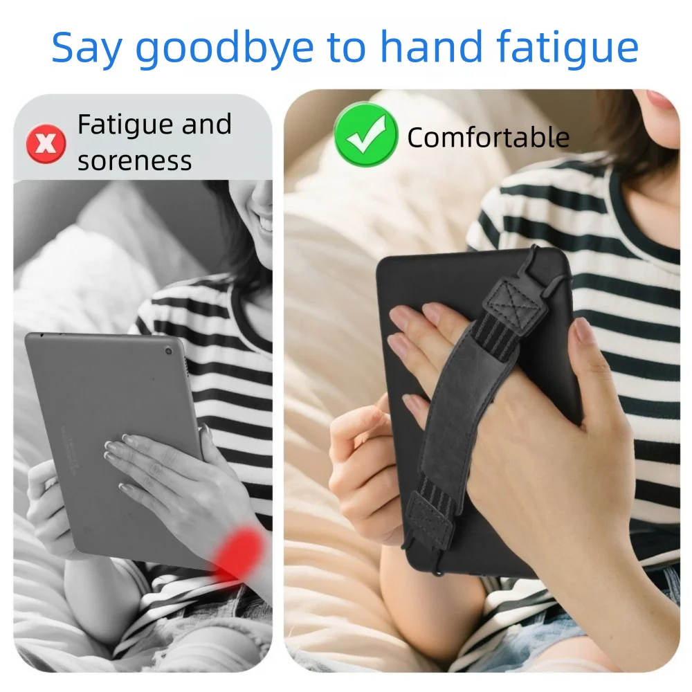 Leather Tablet Hand Strap — Elastic Anti-Drop E-Reader Holder for Kindle, iPad, Kobo, Sony, Pocketbook, Lenovo
