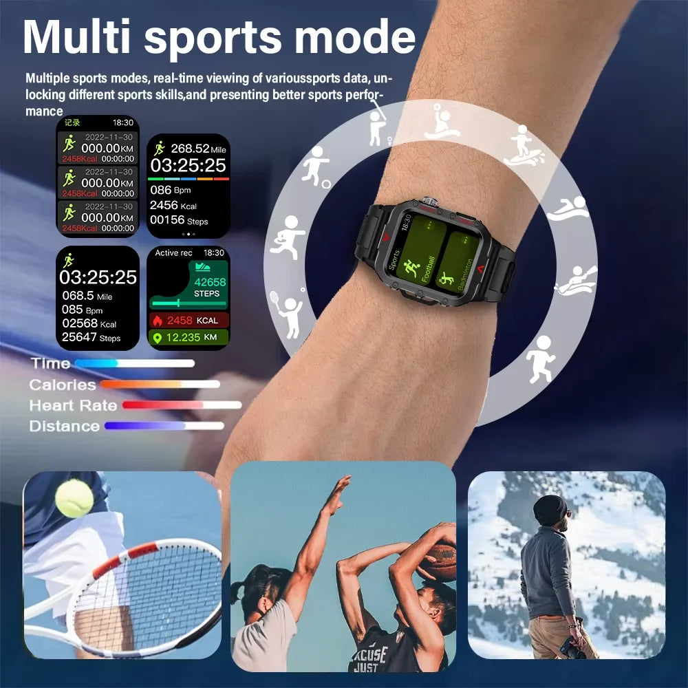 LAXASFIT Men’s Sports Smart Watch – 1.71" Screen, Blood Oxygen, Bluetooth Call, LED Flashlight, Multi-Sport Outdoor Watch