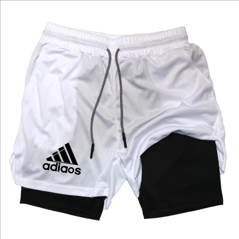 Men’s 2-in-1 Compression Running Shorts – Breathable Mesh Quick-Dry Gym Fitness Training Sports Shorts for Summer Workout