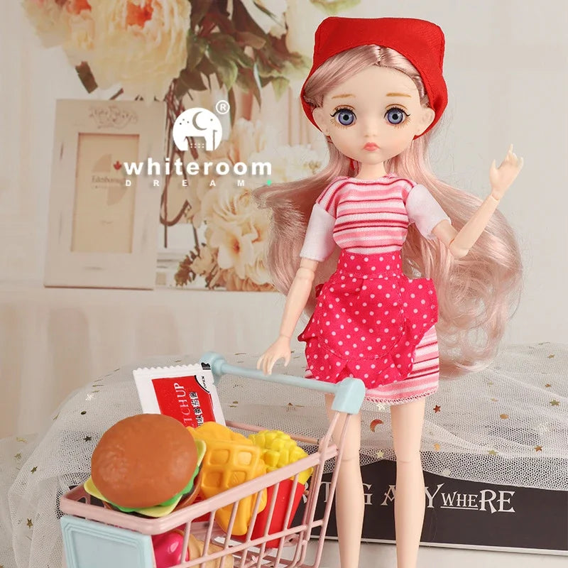 26cm BJD Doll for Girls – Purple Hair Fashion Princess with Big Eyes & Accessories Gift