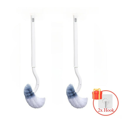 S Shaped Toilet Brush - Wall Mounted 360° Bathroom Cleaning Brush with Long Handle Soft Bristles