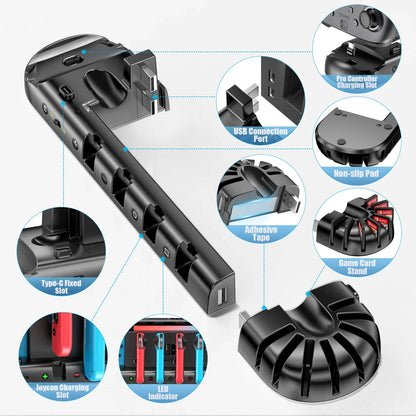 Switch Joy-Con & Pro Controller Fast Charging Dock — 8-Game Slot Station for Nintendo Switch OLED