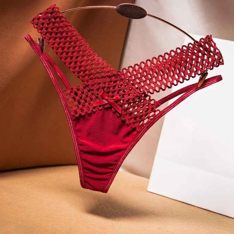 Women’s Ice Silk Thong Panties - Low Waist Cross-Cut Sexy Lingerie