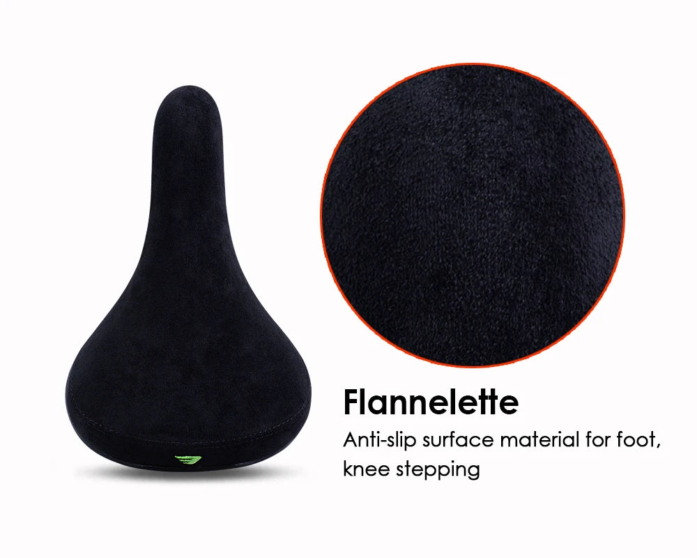 Funsea Bicycle Saddle - Black Wheelie Seat with Embroidered Logo, Flannelette Cover, 8mm Rail for Bikes