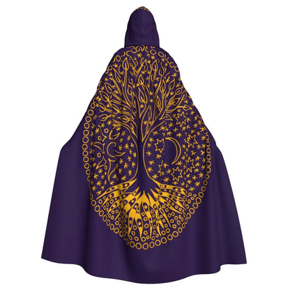 Tree of Life Celtic Cloak – Hooded Medieval Costume for Adults, Witch, Wicca, Vampire & Elf Purim Carnival Party