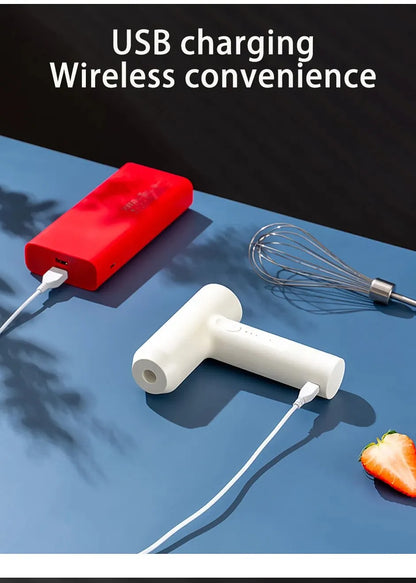 Wireless Electric Handheld Mixer – 3-Speed Portable Egg Beater for Baking, Dough & Cream