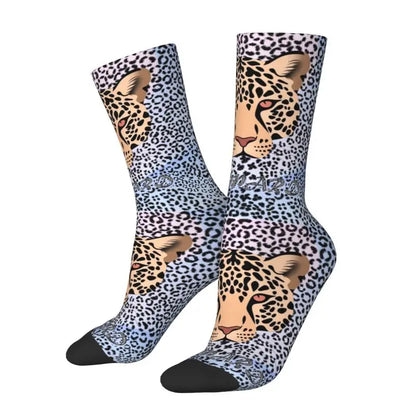 Custom Funny Leopard Print Socks – 3D Animal Cheetah Pattern Warm Sports Socks for Men & Women