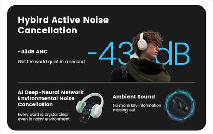 Edifier W820NB Plus Wireless Headphones – 43dB ANC, Hi-Res LDAC, 49H Playtime, Over-Ear Bluetooth Headset