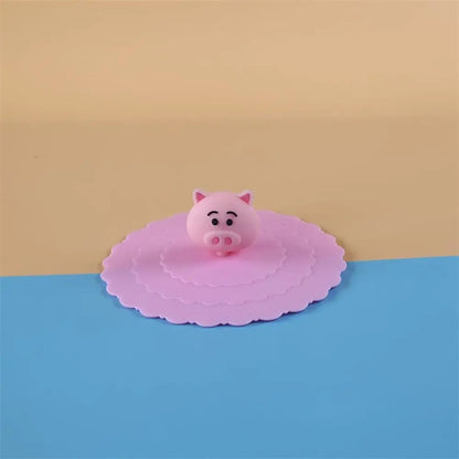 Cartoon 10cm Cute Silicone Cup Cover - Heat-Resistant, Leak-Proof, Dustproof Sealed Lid for Tea Cups