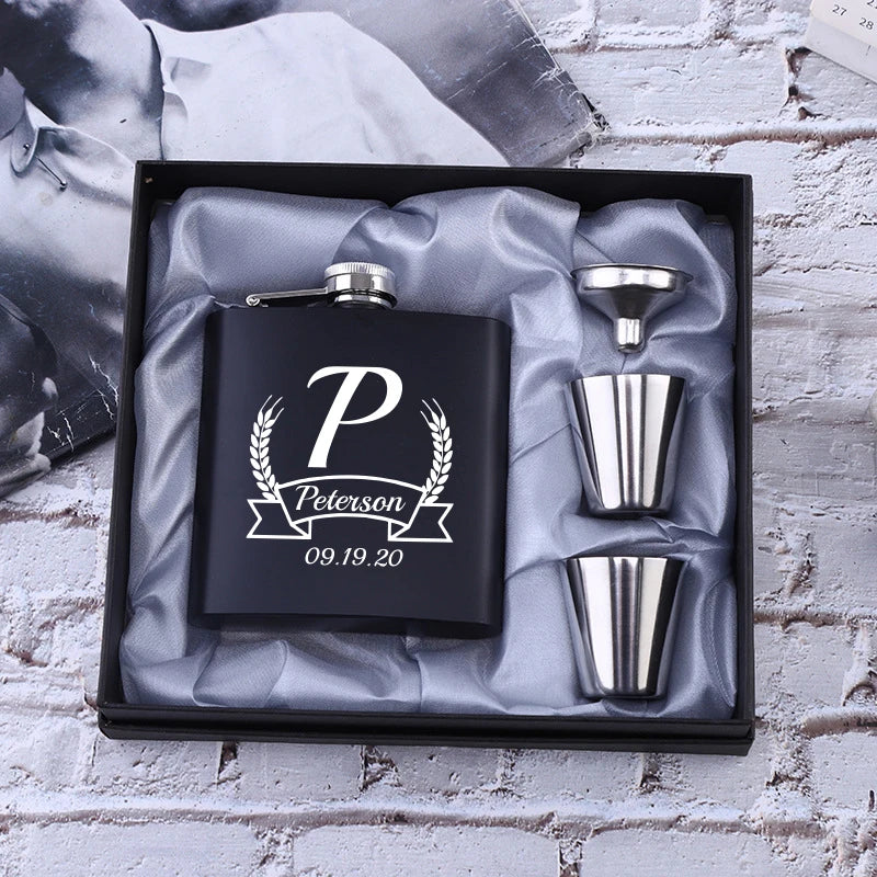 Personalized 6oz Stainless Steel Hip Flask – Engraved Christmas, Birthday, Valentine's Day Gift, Custom Logo for Wedding Favors   2/2