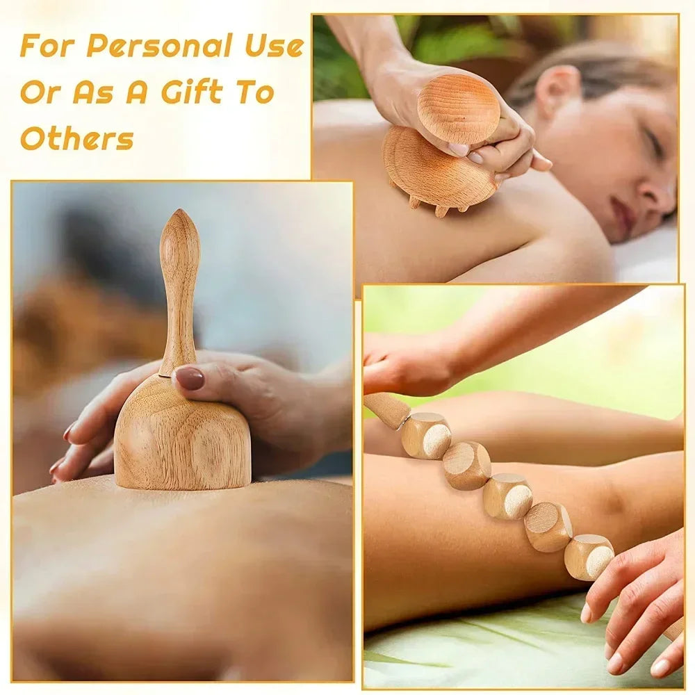 Wooden Lymphatic Drainage & Anti-Cellulite Massage Tools – Gua Sha for Body Shaping & Sore Muscle Relief